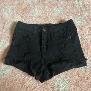 Machine: Black denim shorts
